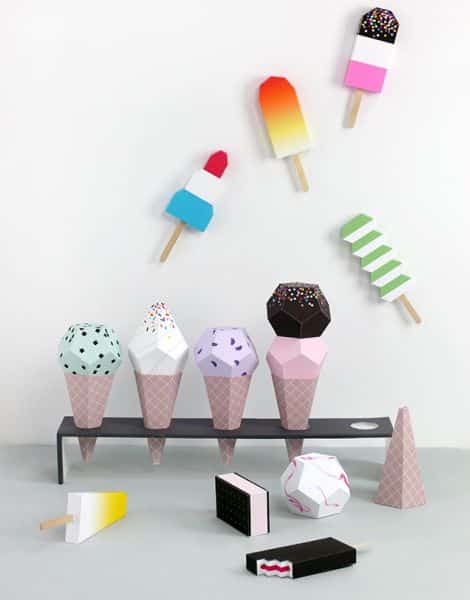  Escolha o seu preferido entre os moldes de sorvetes de papel em 3D para imprimir e divirta-se com as peças conseguidas (Foto: mrprintables.com)  