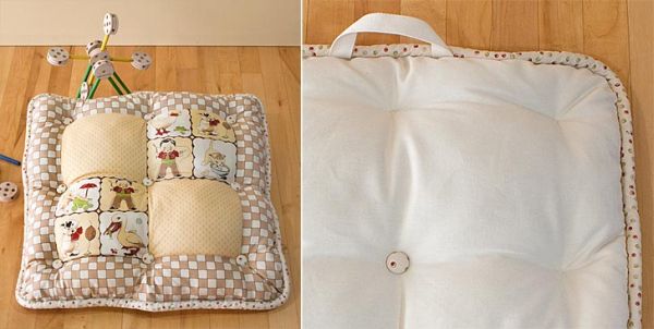 Esta almofada de chão infantil pode também ser feita com retalhos de tecido (Foto: sew4home.com)