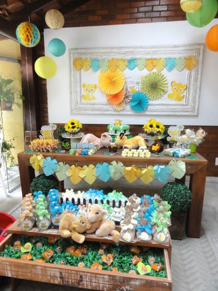 Decoração de festa infantil tema Rei leão é fofa e agrada a todos (Foto: ideiachic.com.br)    
