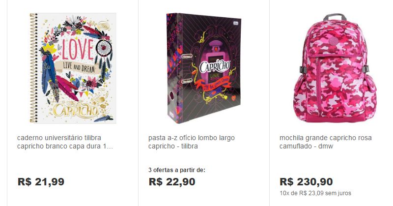 Opções de Material Escolar 2017 Capricho