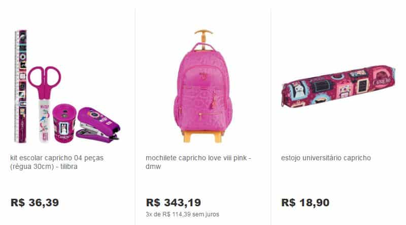 Opções de Material Escolar 2017 Capricho