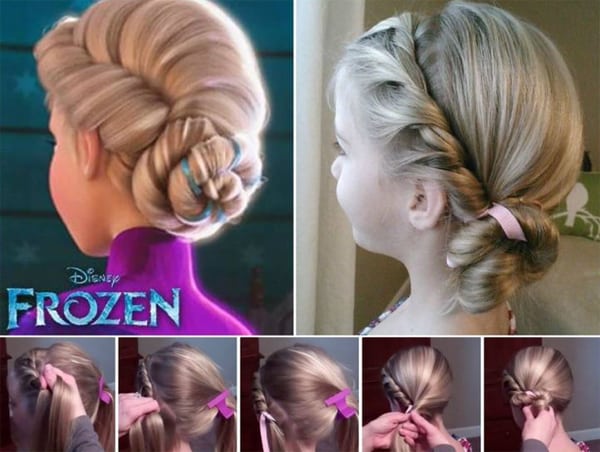 penteado com trança infantil frozen