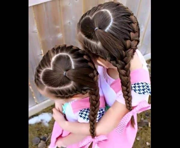 penteado com trança infantil corações