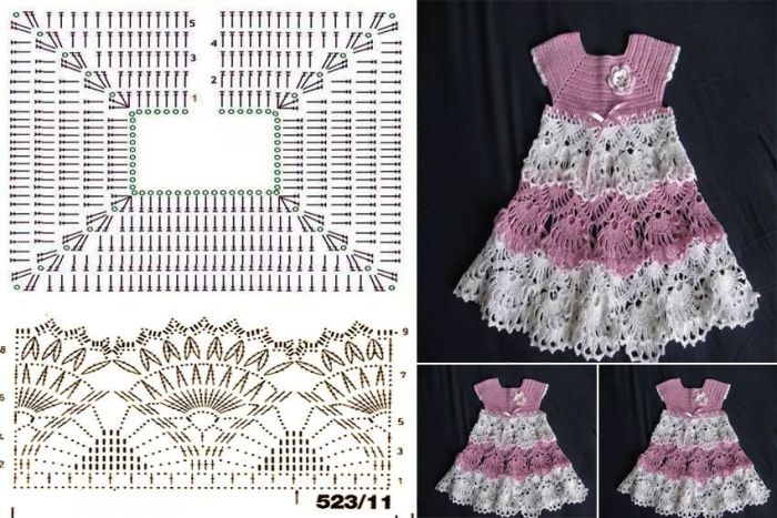 vestido de croche infantil passo a passo com grafico