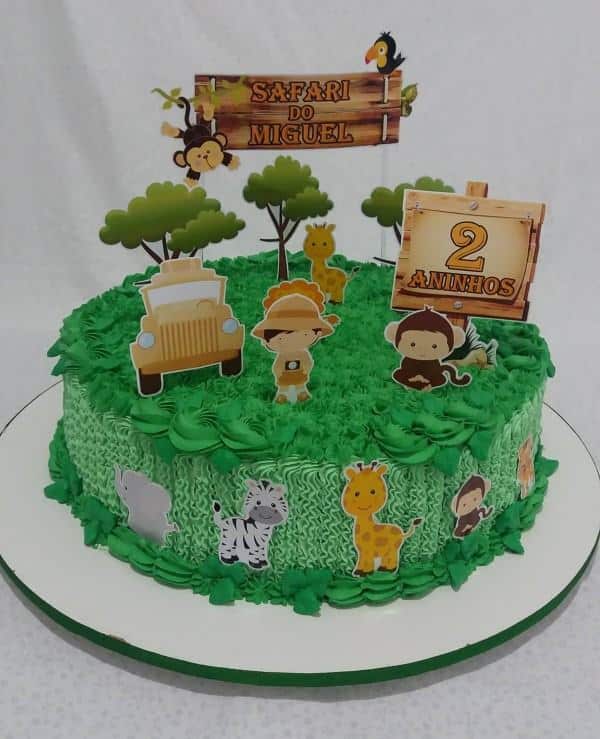 topo de bolo do safari para aniversario