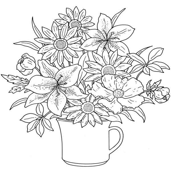 Desenhos para pintar regador flores