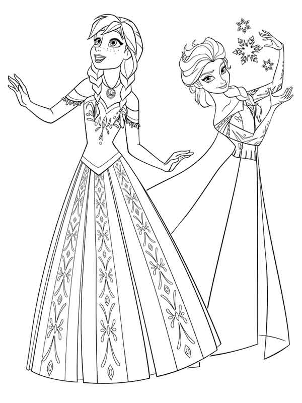 Desenhos para pintar Ana e Elsa