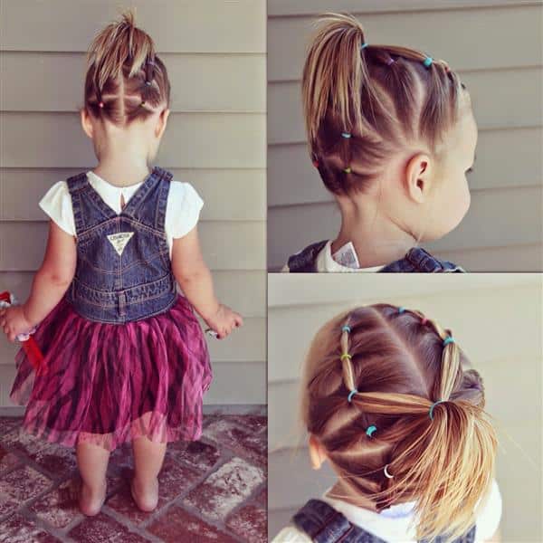 Penteado Infantil fácil com ligas para cabelo curto, médio ou