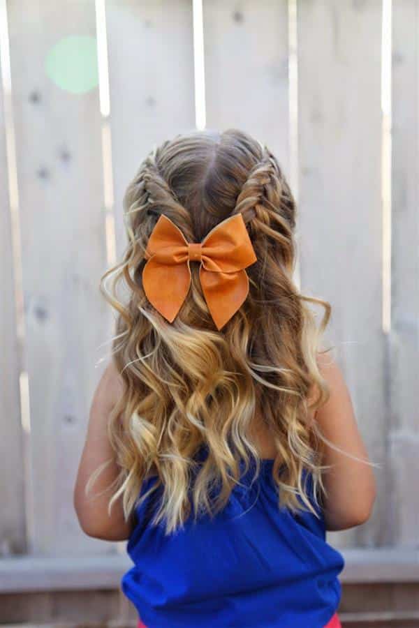 Penteado Infantil para formatura cabelo semi preso com cachos