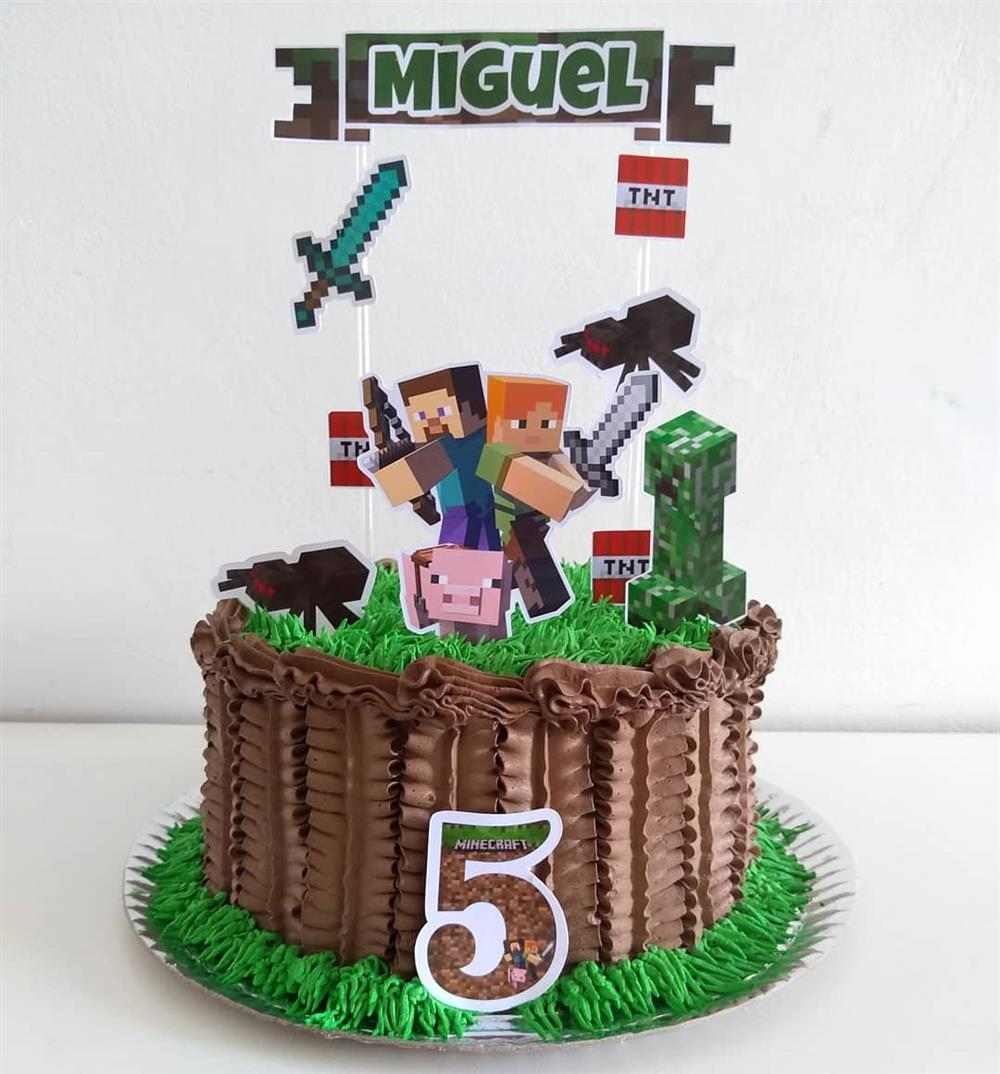 bolo minecraft chantilly #bolodecorado #bolominecraft