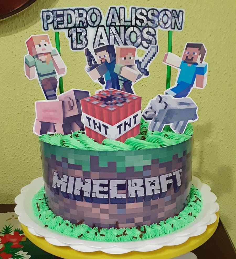 bolo minecraft quadrado #bolodecorado #bolominecraft