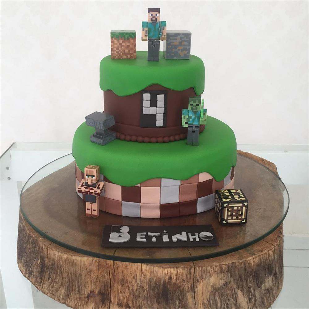 bolo minecraft chantilly #bolodecorado #bolominecraft #festaminecraft