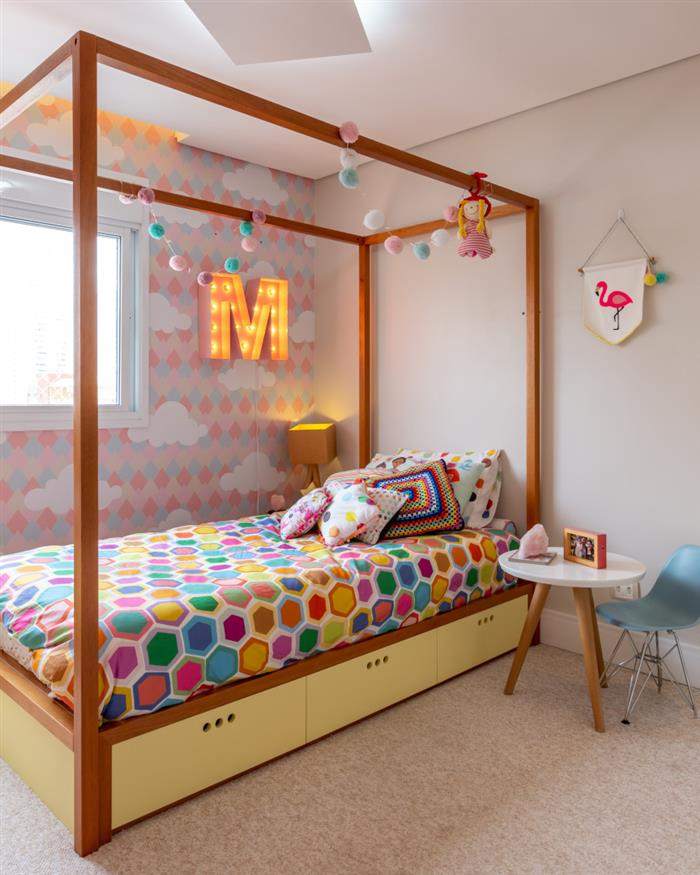 decoração de quarto infantil feminino colorido