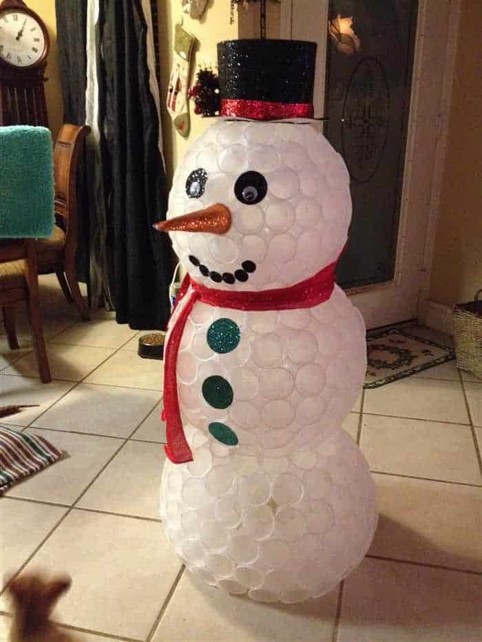 boneco de neve de copo plastico