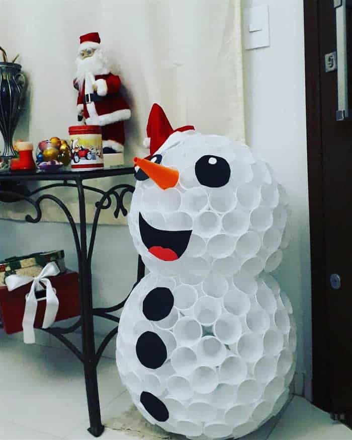 decoração com boneco de neve