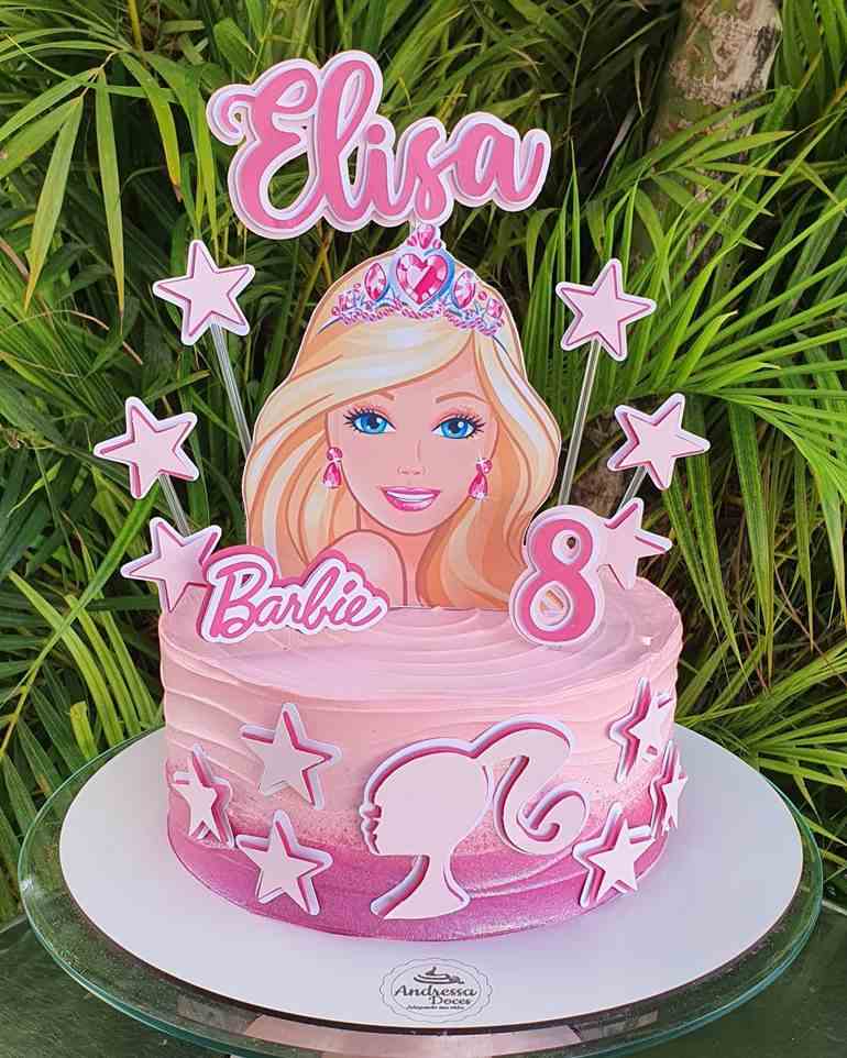 bolo da barbie quadrado de aniversário