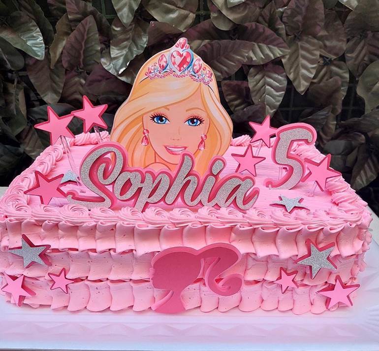 Topo de Bolo Personalizado - Decoração para Bolo - Topper Tema Barbie -  Loira - Morena