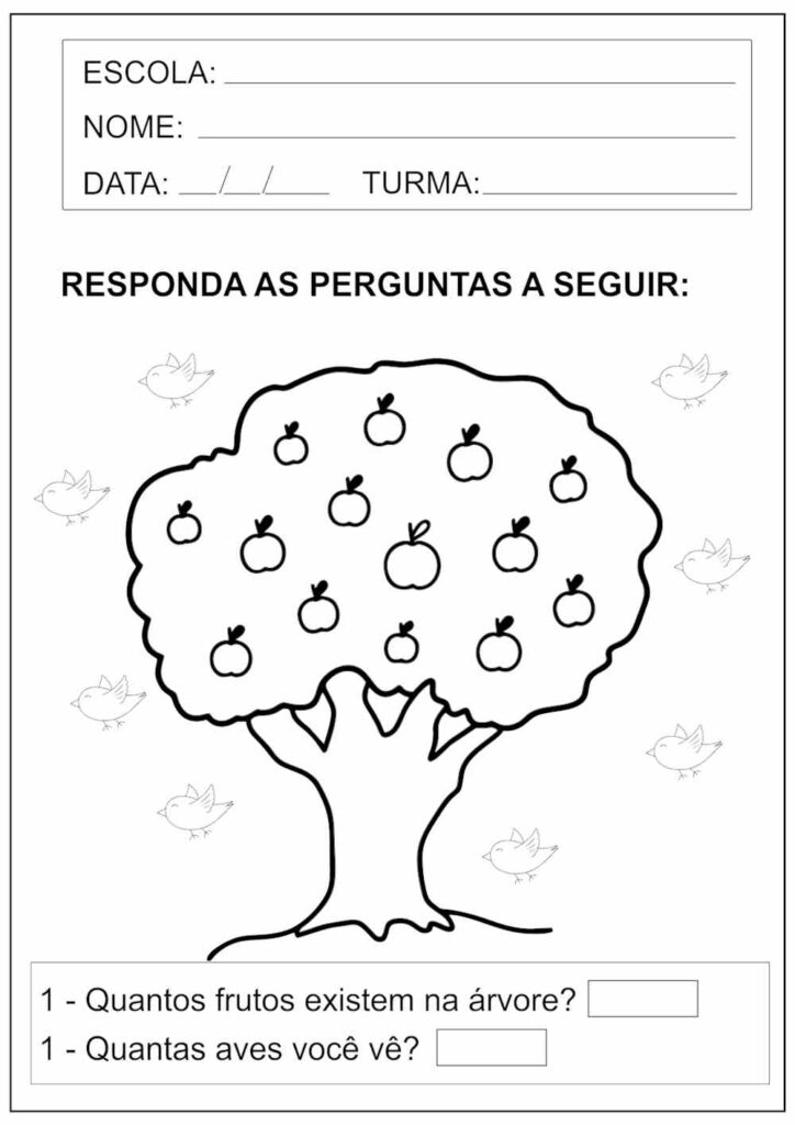 atividade de adição dia da arvore