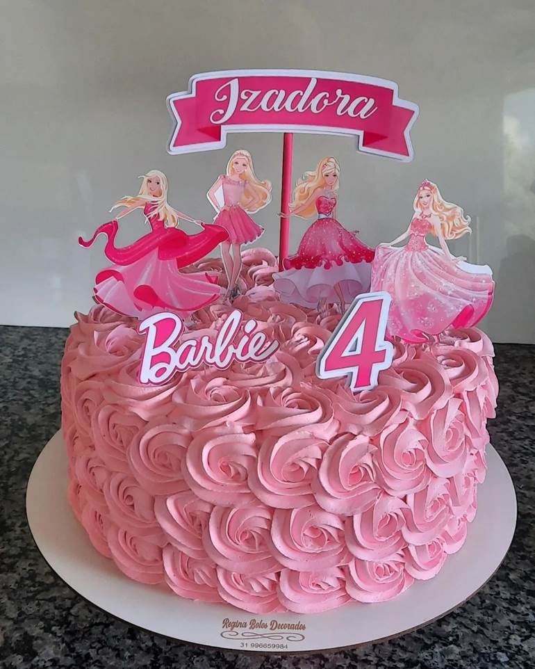 Papel De Arroz Para Bolo De Aniversário Barbie - Mod 4