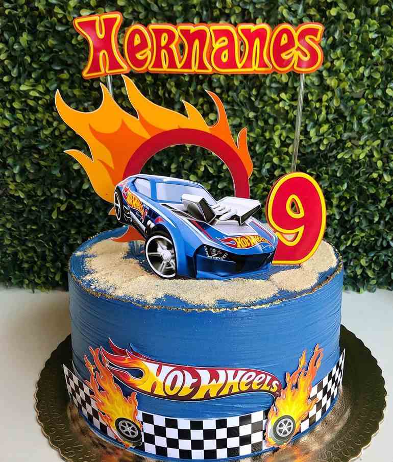 Hot Wheels Topo de Bolo Personalizado Com Nome e Idade