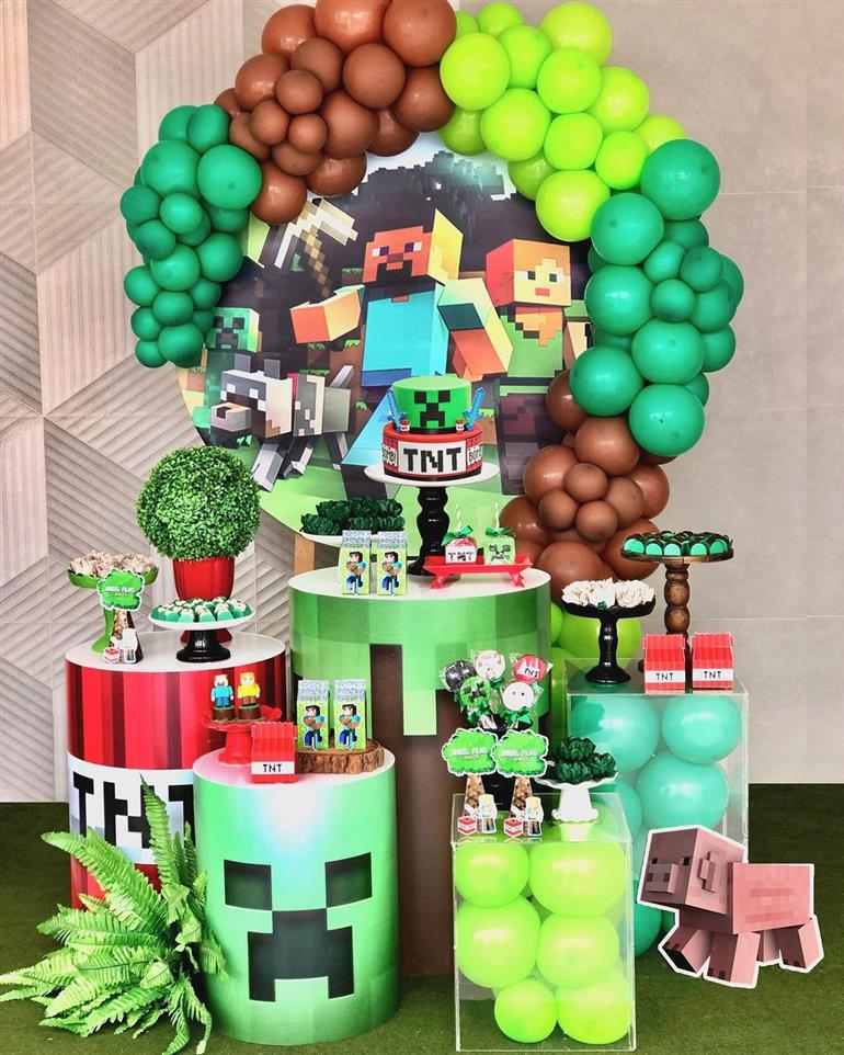 painel de festa Minecraft 
