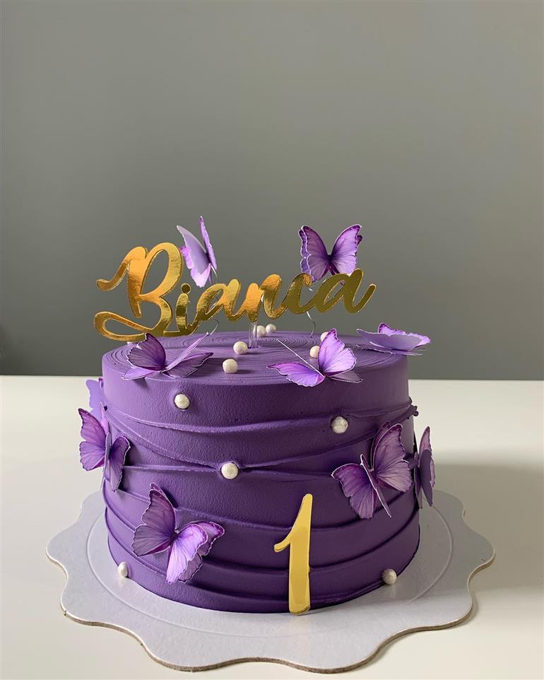 Topo Topper Decoração De Bolo Enfeite Borboletas Lilas